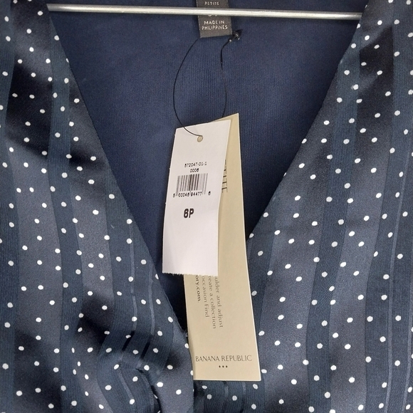 Banana Republic Pleated Tiered Sleeveless Polka Dot Dress NWT - Picture 4 of 16